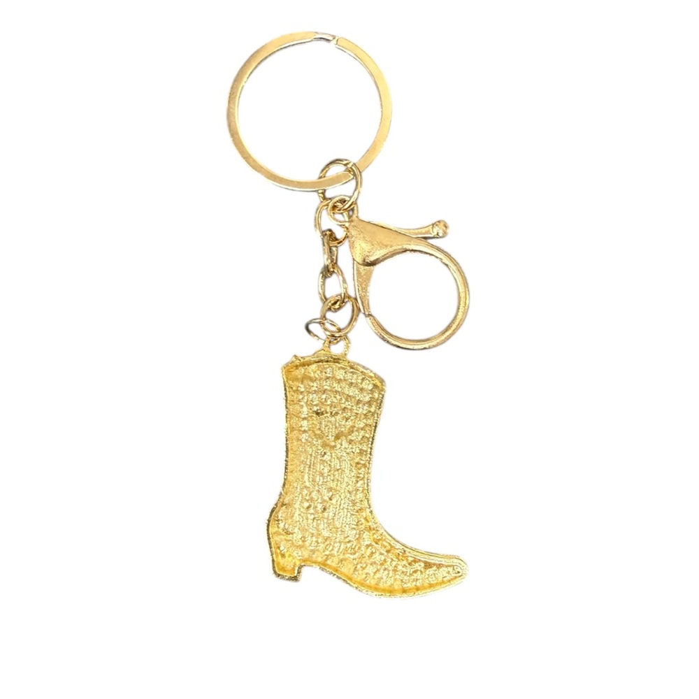 NWT Sparkling Pink Rhinestone Goldtone Cowboy Boot Keychain & Bag Charm - Picture 3 of 5